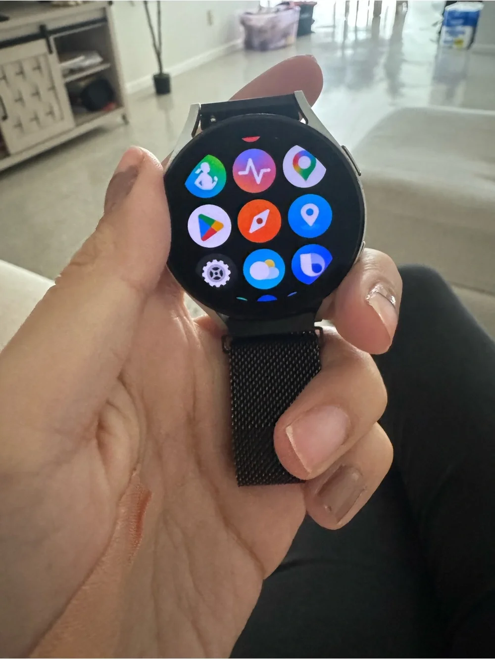 Samsung Green Dial Smartwatch with Black Mesh Band